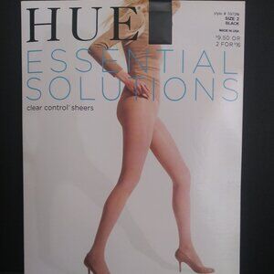 New Hue Essential Solutions Clear Control Sheer Pantyhose Black Size 2 #5972N